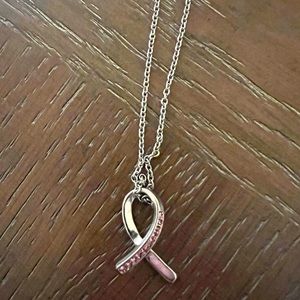 Breast Cancer Ribbon Necklace